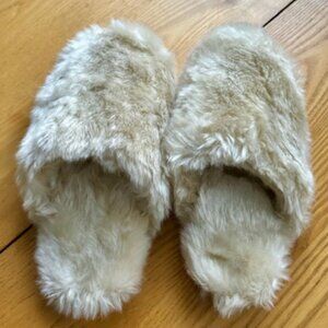 New J.Crew faux-fur slippers
